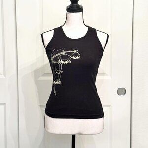 Black Cotton Ribbed Tank Top by Sparkle, Size Small